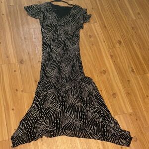 Lola P India Made Elegant Black and Cream Polka Dot Dress